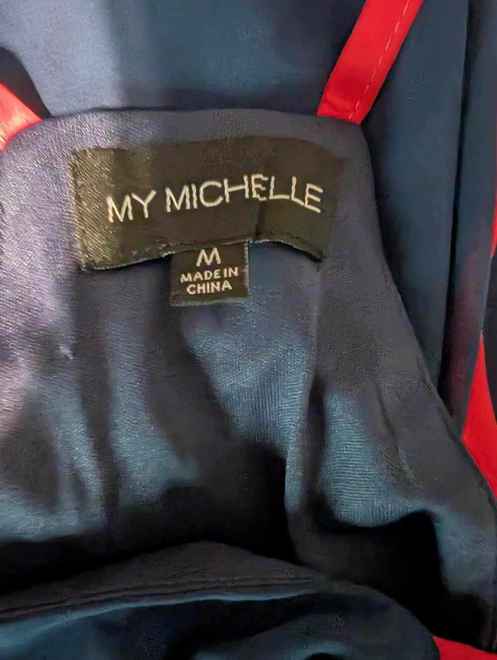 My Michelle Navy Dress with Straps, Asymmetrical Hem - Picture 2 of 4